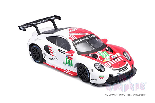 BBurago Race - Porsche 911 RSR #91 Lemans (2020, 1/43 scale diecast model car, White/Red) 18-38308/91