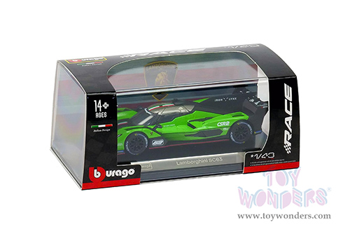 BBurago Race - Lamborghini SC63 #63 IMSA SportsCar 2024 (1/43 scale diecast model car, Green) 18-38315