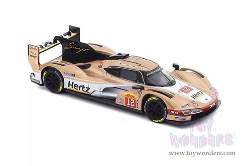 BBurago Race - Porsche 963 #12 Callum Ilott - Will Stevens - Norman Nato "Hertz Team Jota" Hypercar Team Winner "FIA World Endurance Championship" 2024 (1/43 scale diecast model car, Gold/White) 18-38317/12