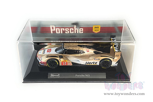 BBurago Race - Porsche 963 #12 Callum Ilott - Will Stevens - Norman Nato "Hertz Team Jota" Hypercar Team Winner "FIA World Endurance Championship" 2024 (1/43 scale diecast model car, Gold/White) 18-38317/12