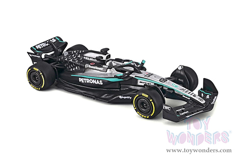 BBurago Formula Racing - Mercedes AMG Petronas W16 #63 George Russell Formula One F1 (2025) (1/64 scale diecast model car, Black/Gray) 18-58002/63