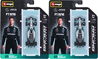 BBurago Formula Racing - Mercedes AMG Petronas W16 #63 George Russell Formula One F1 (2025) (1/64 scale diecast model car, Black/Gray) 18-58002/63; 