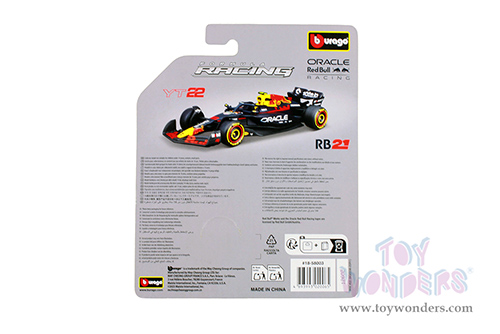 BBurago Formula Racing - Oracle Red Bull Racing RB21 #22 Yuki Tsunoda Formula One F1 (2025) (1/64 scale diecast model car, Black) 18-58003/22