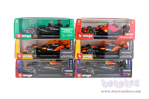Bburago Formula Racing - Formula One F1 Assorted Racing Cars with Driver (1/24 scale diecast model car, Asstd.) 18-60060