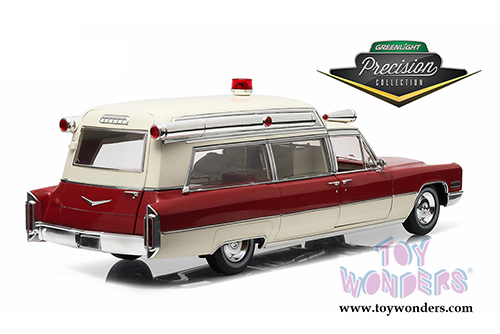Greenlight Precision Collection - Cadillac Ambulance Hard Top (1966, 1/18 scale diecast model car, Red/White) 18003