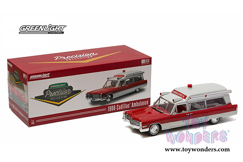 Greenlight Precision Collection - Cadillac Ambulance Hard Top (1966, 1/18 scale diecast model car, Red/White) 18003