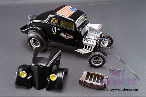 Acme - Pork Chop's Willys Gasser Jailbreak (1933, 1/18 scale diecast model car, Black) 1800907