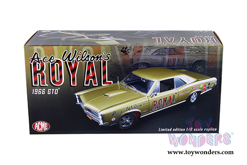 Acme - Ace Wilson's Royal Pontiac GTO Tiger Drag Car Hardtop (1966, 1/18 scale diecast model car, Tiger Gold) 1801206