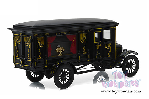 Greenlight Precision Collection - Ford Model T Ornate Carved Hearse with Coffin (1921, 1/18 scale diecast model car, Black) 18013BK