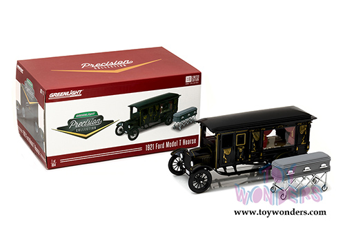 Greenlight Precision Collection - Ford Model T Ornate Carved Hearse with Coffin (1921, 1/18 scale diecast model car, Black) 18013BK