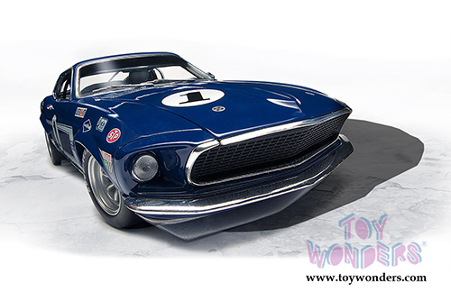 Acme - Team Shelby's #1 Boss 302 Trans Am Mustang 1969 Lime Rock Race Winner Driven by Sam Posey (1969, 1/18 scale diecast model car, Blue) 1801819