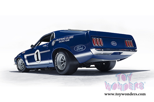 Acme - Team Shelby's #1 Boss 302 Trans Am Mustang 1969 Lime Rock Race Winner Driven by Sam Posey (1969, 1/18 scale diecast model car, Blue) 1801819