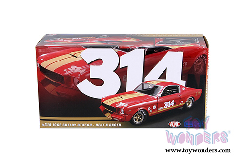 Acme - Ford Shelby Mustang GT350H #314 "Rent A Racer" (1966, 1/18 scale diecast model car, Red w/Gold) 1801823