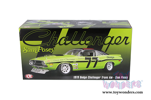 Acme | Sam Posey #77 Dodge Challenger Trans Am (1970, 1/18 scale diecast model car, Green) 1806001