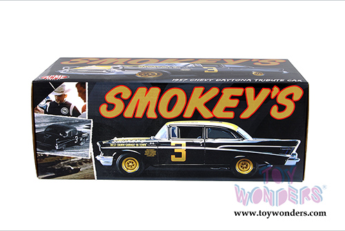 Acme - Smokey's #3 Chevy Daytona Tribute Car Hardtop (1957, 1/18 scale diecast model car, Black w/Yellow) 1807001