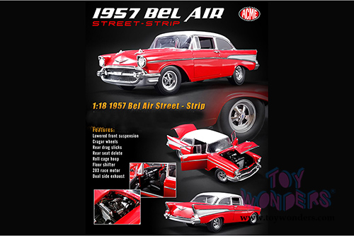 Acme - Chevrolet&reg; Bel Air&reg; Street - Strip Hardtop (1957, 1/18 scale diecast model car, Red/White) 1807005