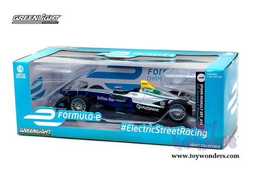 Greenlight - FIA Formula-e Spark-Renault SRT 01E Show Car #1 (2016-17, 1/18 scale diecast model car, Grey w/Blue) 18104