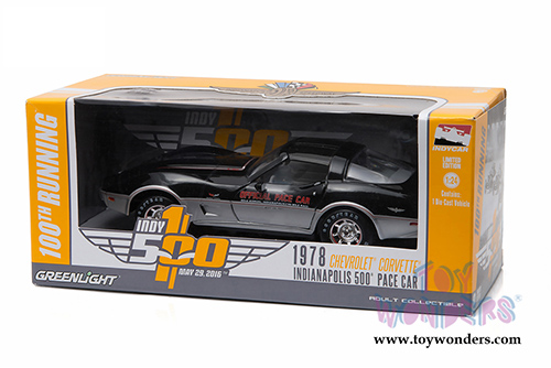 Greenlight - Chevrolet Corvette Indianapolis 500&reg; Pace Car (1978, 1/24 scale diecast model car, Black/Gray) 18222