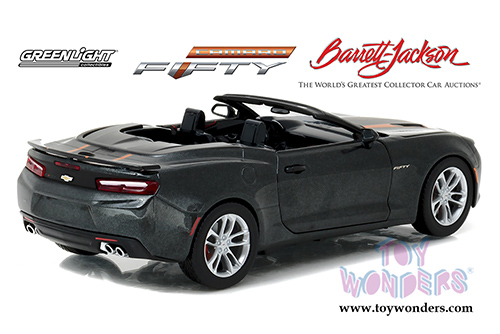 Greenlight Barrett Jackson - Palm Beach 2016 Chevrolet Camaro Convertible 50th Anniversary Vin #001 Sold for $150.000 (2017, 1/24 scale diecast model car, Black) 18232
