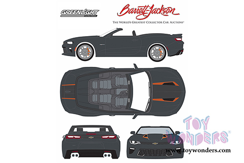 Greenlight Barrett Jackson - Palm Beach 2016 Chevrolet Camaro Convertible 50th Anniversary Vin #001 Sold for $150.000 (2017, 1/24 scale diecast model car, Black) 18232