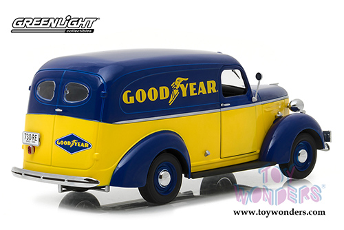 Greenlight - Running on Empty | Goodyear Tires Chevrolet&reg; Panel Truck (1939, 1/24 scale diecast model car, Yellow/Blue) 18243