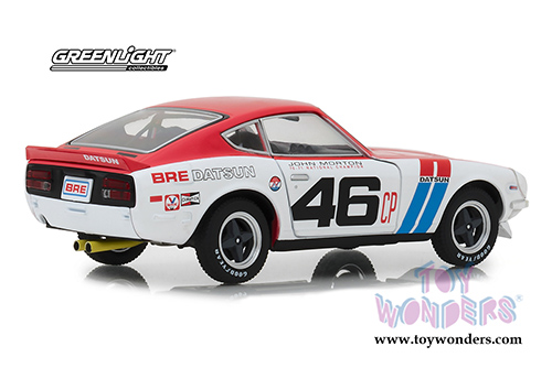 Greenlight - Tokyo Torque BRE (Brock Racing Enterprises) #46 Datsun 240Z Hardtop (1970, 1/24 scale diecast model car, White/Pink) 18301
