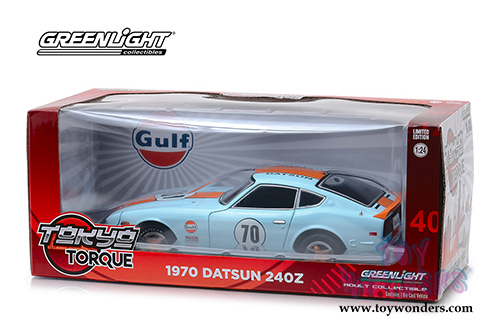 Greenlight - Tokyo Torque Datsun 240Z #70 Gulf Oil Hardtop (1970, 1/24 scale diecast model car, Light Blue) 18302