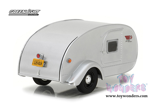 Greenlight - Hitch & Tow Trailers Series 2 | Ken Skill Tear Drop Trailer with Accessories (1947, 1/24 scale diecast model car, Silver) 18420A/12