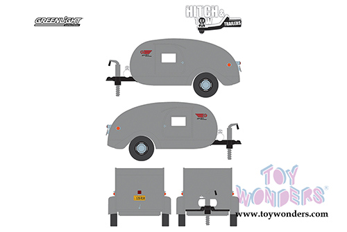 Greenlight - Hitch & Tow Trailers Series 2 | Ken Skill Tear Drop Trailer with Accessories (1947, 1/24 scale diecast model car, Silver) 18420A/12