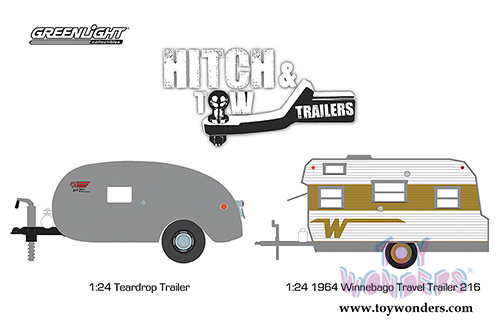 Greenlight - Hitch & Tow Trailers Series 2 | Winnebago 216 Trailer (1964, 1/24 scale diecast model car, White w/Gold) 18420B/12