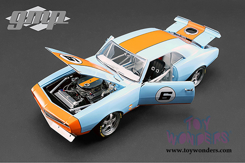 GMP - Chevrolet Camaro #6 Gulf Oil Street Fighter Hard Top (1968, 1/18 scale diecast model car, Blue w/Orange) 18814