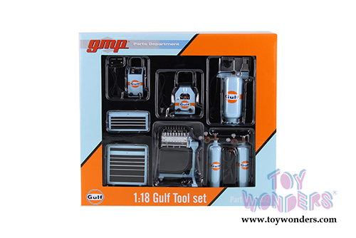 GMP - Gulf Oil Shop Tool Set 1 (1:18 Scale, Light Blue/Orange) 18872