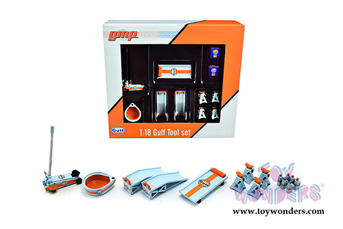 GMP - Gulf Oil Shop Tool Set 2 (1:18 Scale, Light Blue/Orange) 18942