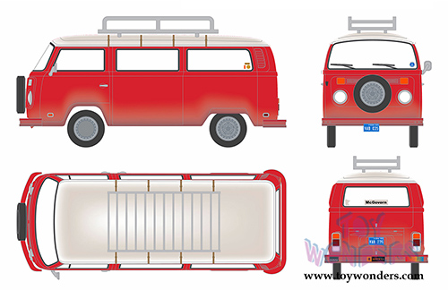 Greenlight - Artisan Field of Dreams Volkswagen Type 2 Bus (1973, 1/18 scale diecast model car, Red) 19010