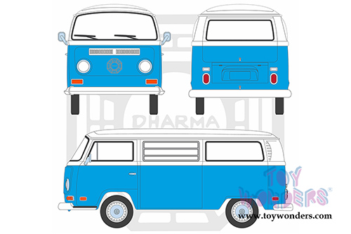 Greenlight - Artisan LOST Volkswagen Type 2 Bus (1971, 1/18 scale diecast model car, Blue) 19011