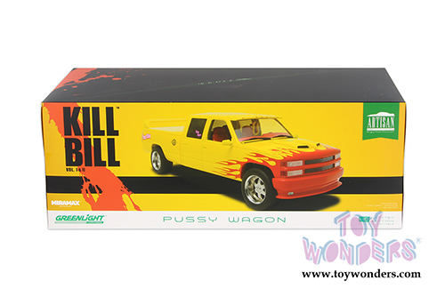 Greenlight Hollywood - Custom Crew Cab Pussy Wagon Pickup Truck - Kill Bill Vol. I & II (1997, 1/18 scale diecast model car, Yellow) 19015