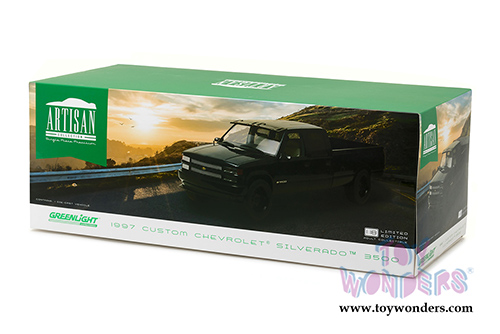Greenlight - Artisan Custom Chevrolet&reg; C-3500 Crew Cab Silverado&trade; Pickup Truck (1997, 1/18 scale diecast model car, Black) 19016