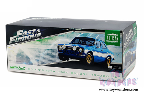 Greenlight - Artisan Fast & Furious - Brian's Ford Escort RS2000 MKI Hard Top (1974, 1/18 scale diecast model car, Blue) 19022