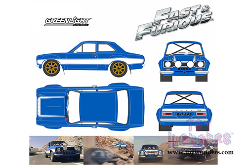 Greenlight - Artisan Fast & Furious - Brian's Ford Escort RS2000 MKI Hard Top (1974, 1/18 scale diecast model car, Blue) 19022