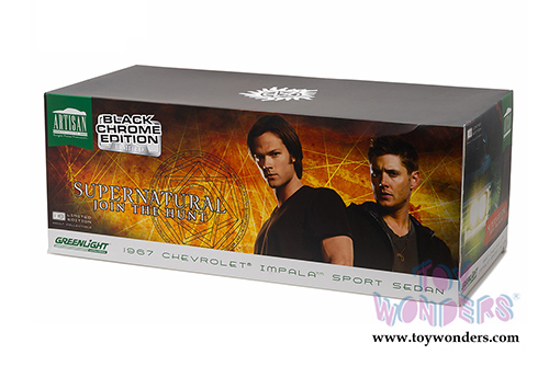 Greenlight - Artisan Supernatural (TV Series 2005) - Chevrolet Impala Sport Sedan Black Chrome Edition (1967, 1/18 scale diecast model car, Black) 19024