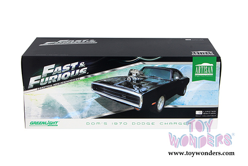 Greenlight - Artisan Fast & Furious - Dom's Dodge Charger T-Top (1970, 1/18 scale diecast model car, Black) 19027