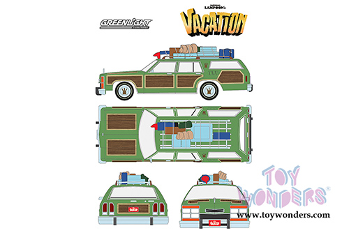 Greenlight - Artisan National Lampoon's Vacation Family Truckster "Wagon Queen" with Rooftop luggage (1979, 1/18 scale diecast model car, Green) 19031