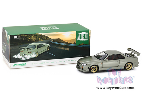 Greenlight - Artisan Nissan Skyline GT-R R34 Hardtop (1999, 1/18 scale diecast model car, Millennium Jade) 19033