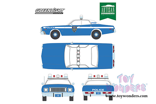 Greenlight - Artisan Plymouth Fury Police Pursuit - New York Police Department NYPD (1975, 1/18 scale diecast model car, Blue) 19043
