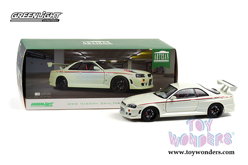 Greenlight - Artisan Nissan Skyline GT-R R34 Hardtop (1999, 1/18 scale diecast model car, Pearl White) 19049