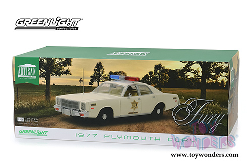 Greenlight - Artisan Plymouth Fury - Hazzard County Sheriff (1977, 1/18 scale diecast model car, White) 19055