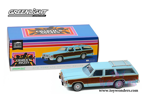 Greenlight - Artisan Ford LTD Country Squire - Charlie's Angels (1976-1981) TV Series (1979, 1/18 scale die cast model car, Light Blue) 19066