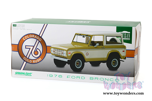 Greenlight - Artisan Ford Bronco Colorado Gold Rush Bicentennial Special Edition (1976, 1/18 scale die cast model car, Gold/Cream) 19071