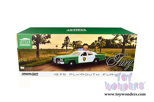 Greenlight - Artisan Plymouth Fury Chickasaw County Sheriff (1975, 1/18 scale diecast model car, Green/White) 19076