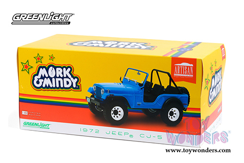 Greenlight - Artisan Mork & Mindy's Jeep&reg; CJ-5 (1972, 1/18 scale die cast model car, Blue) 19079